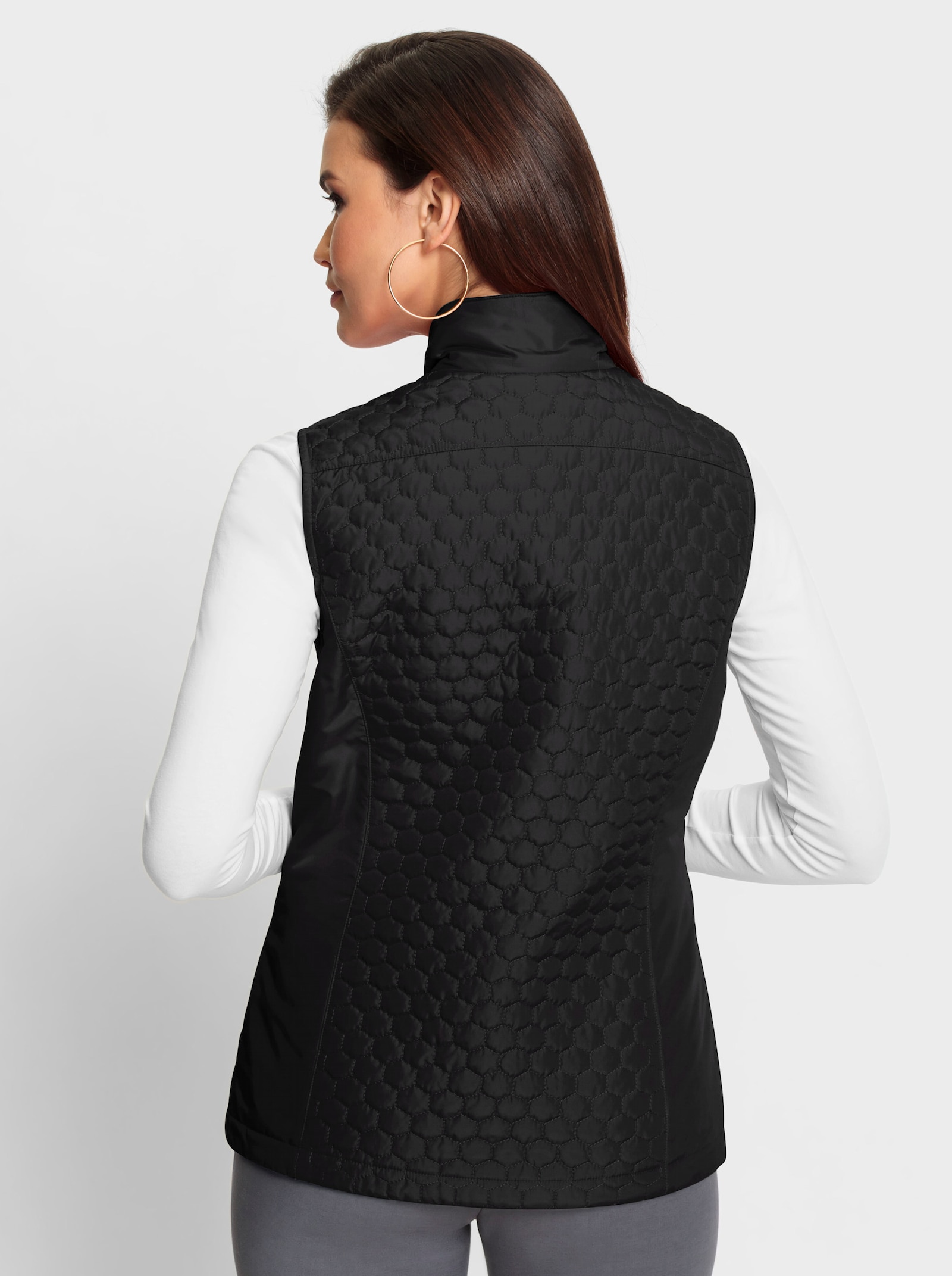 Steppweste mit Glitzersteinchen - schwarz