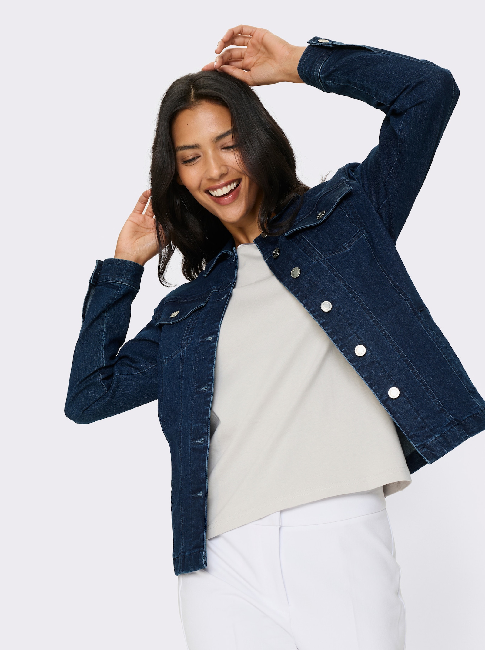 Jeansjacke mit aufgesetzten Brusttaschen - blue-stone-washed