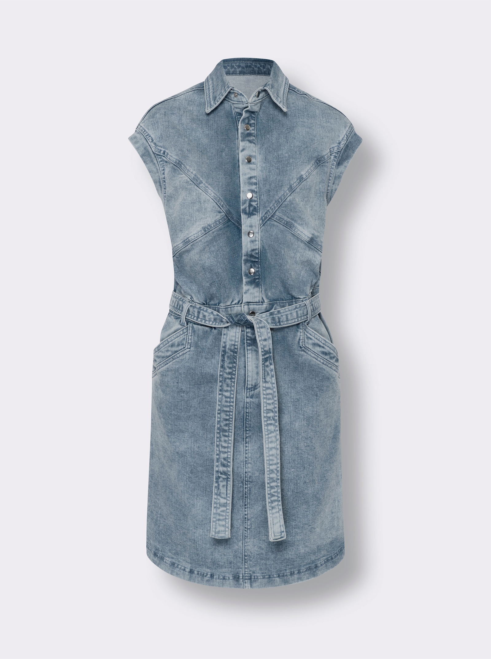 heine Jeanskleid mit Druckknopf-Leiste - blue-bleached
