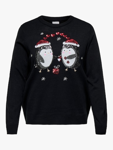 ONLY CARMAKOMA Weihnachtspullover - black detail:penguin