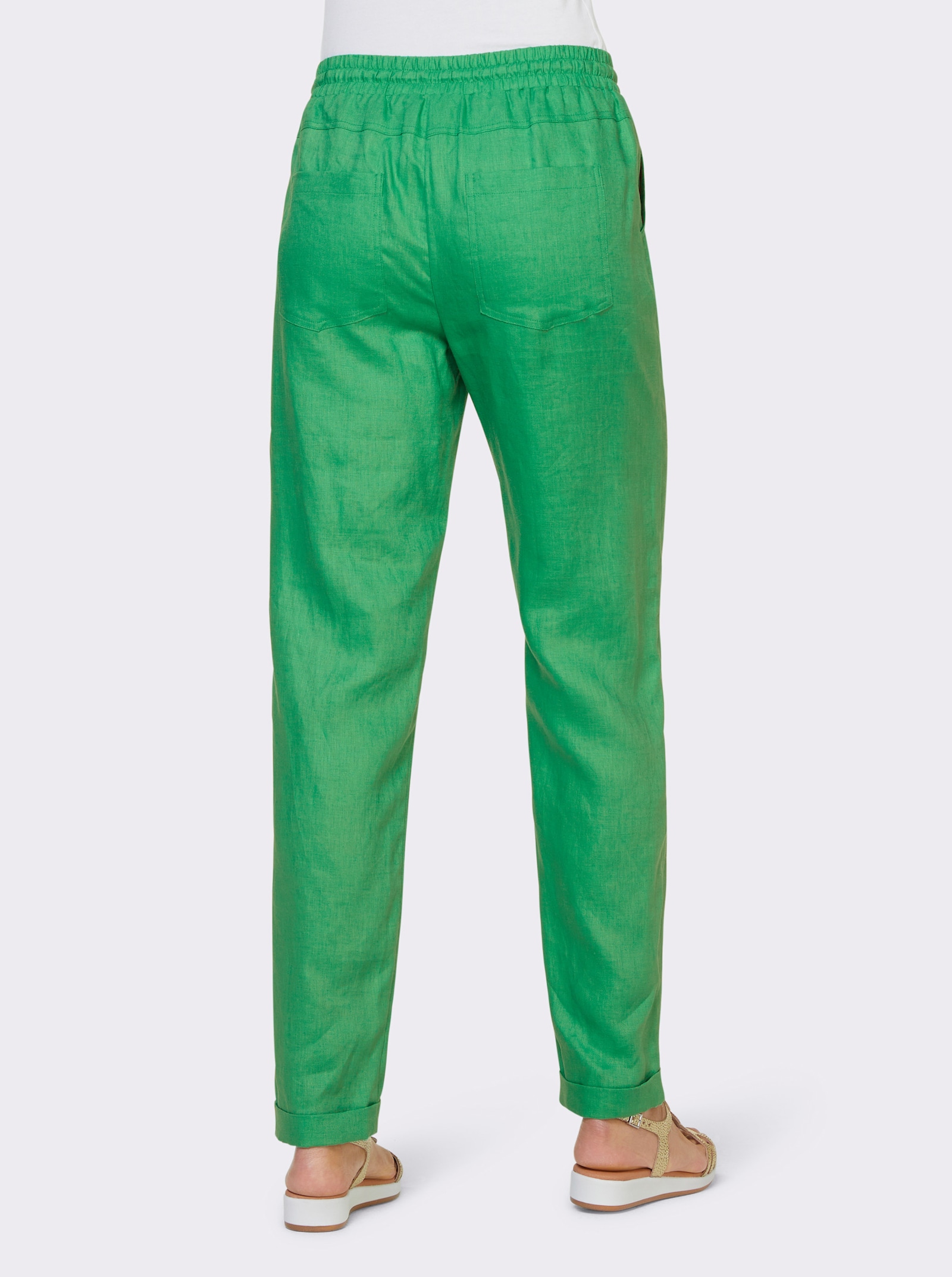 heine Pantalon en lin à la coupe carotte - vert pomme