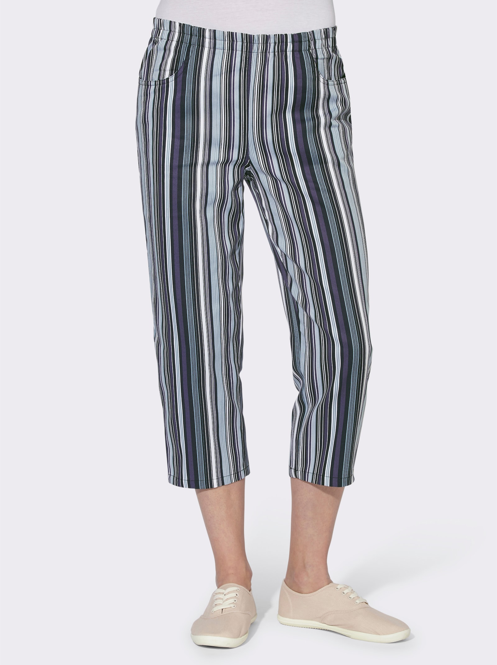 Capribroek van puur katoen - zwart gestreept