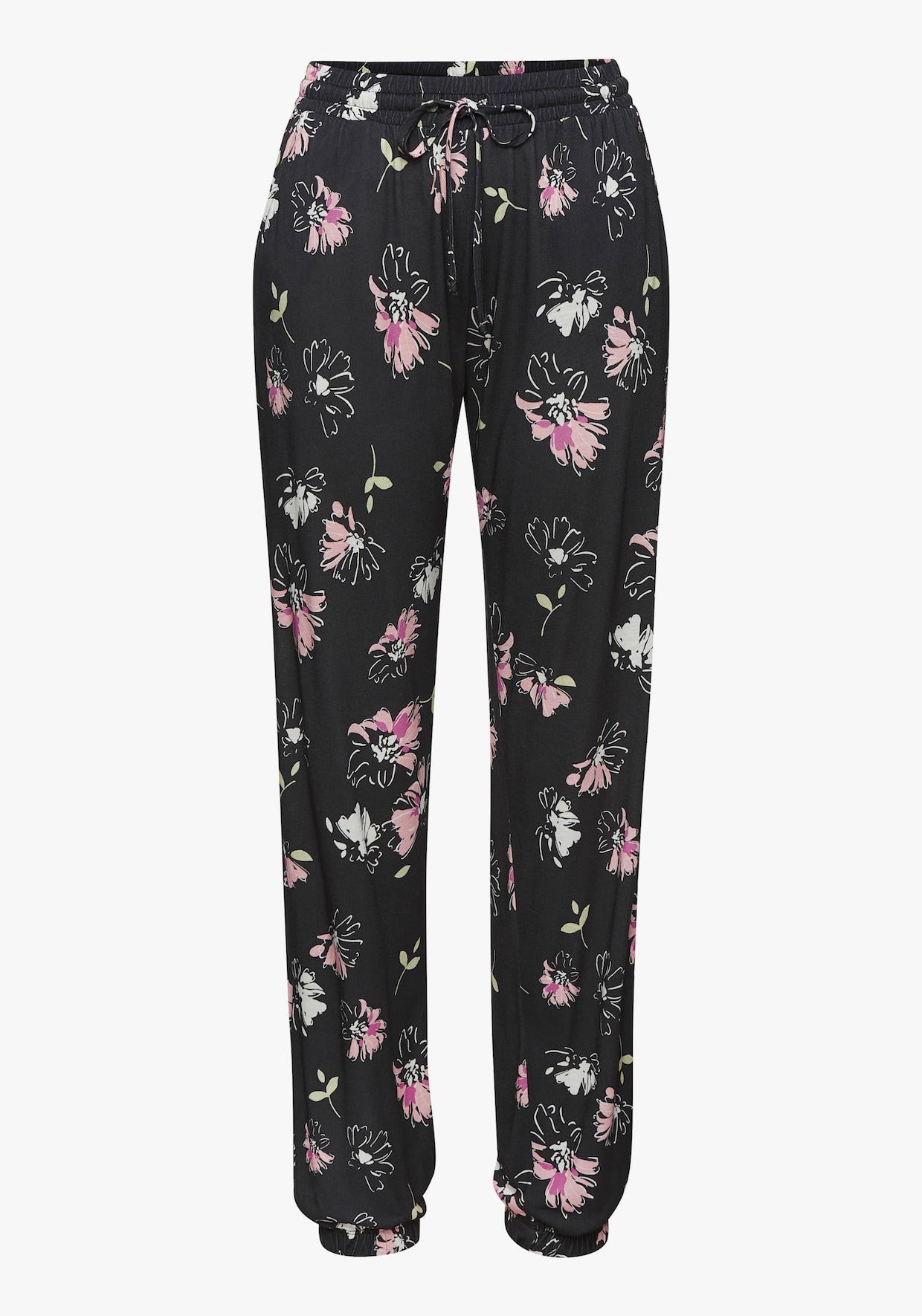Vivance Jerseyhose - schwarz-mauve bedruckt