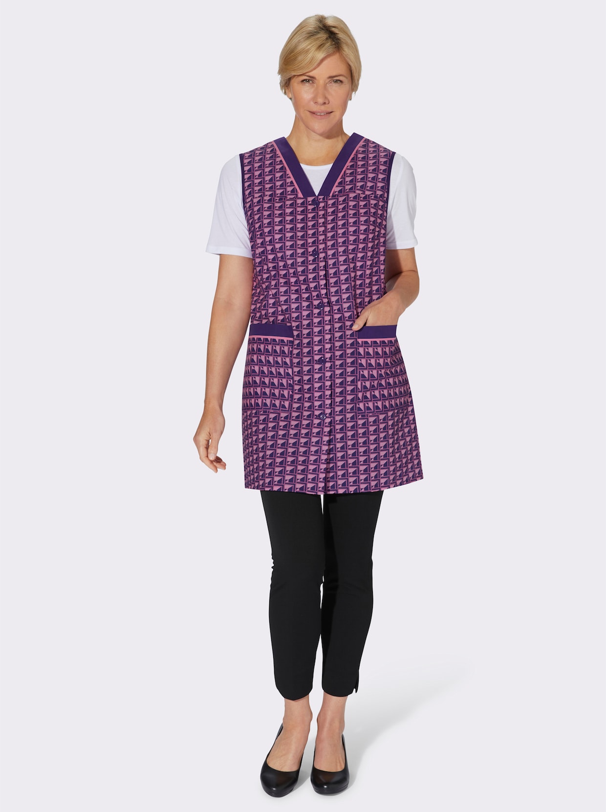 3/4-damesblouse - prune geprint