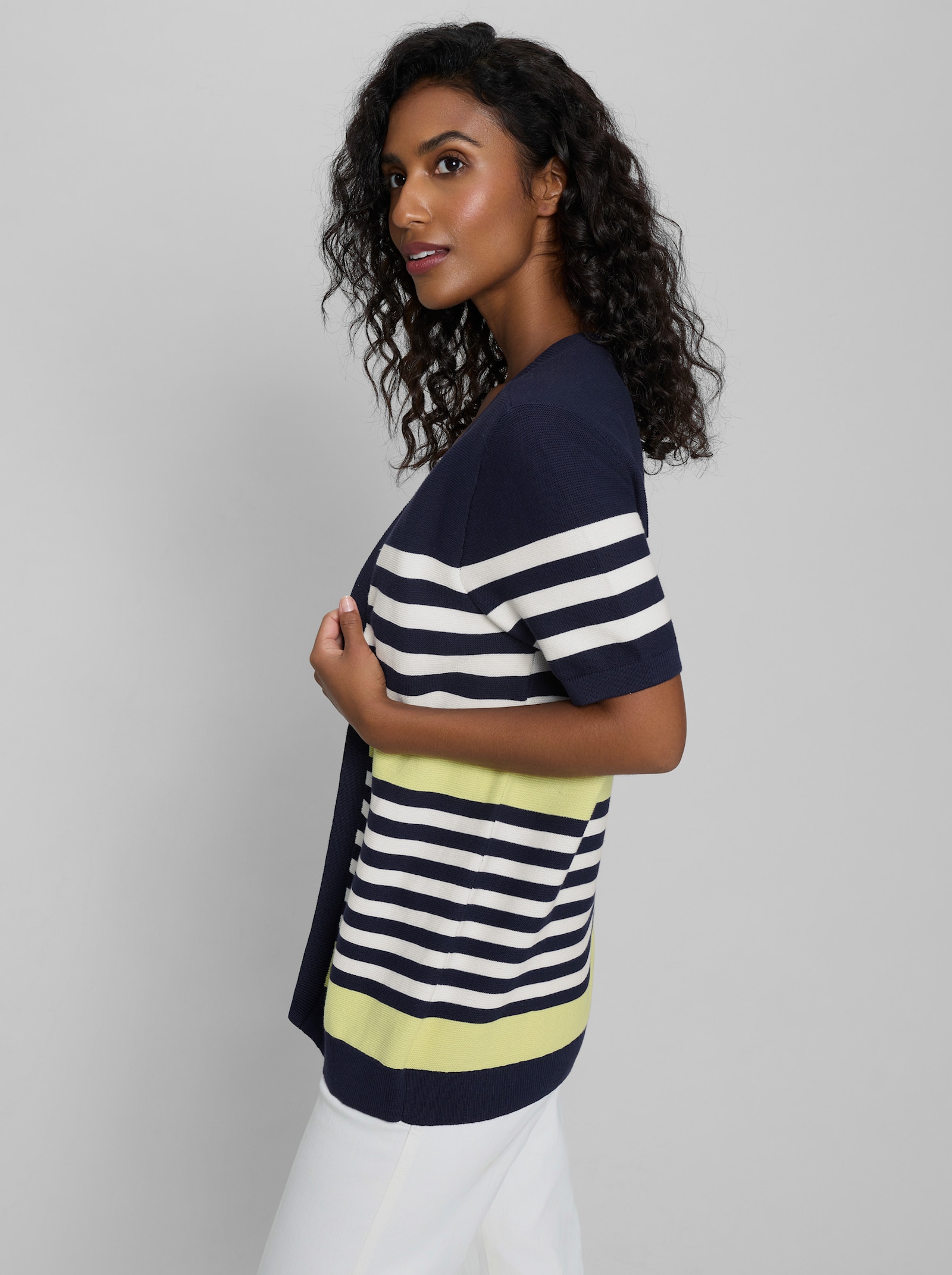 heine 2-in-1-Pullover mit Streifen - marine-pistazie-geringelt