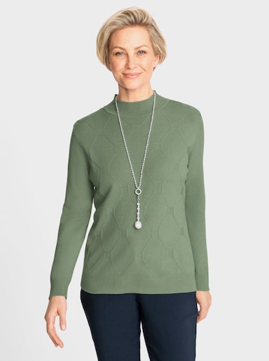 Stehkragenpullover in Feinstrick-Qualität - eucalyptus