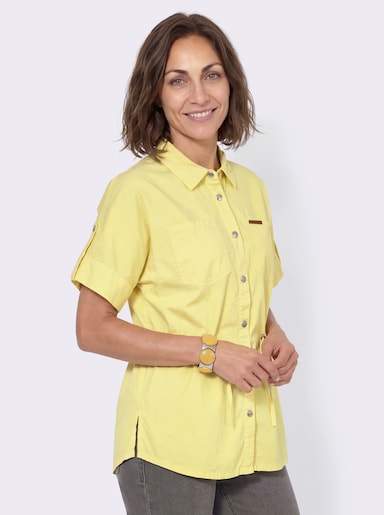 Jeansbluse mit regulierbarem Taillen-Kordelzug - zitrone