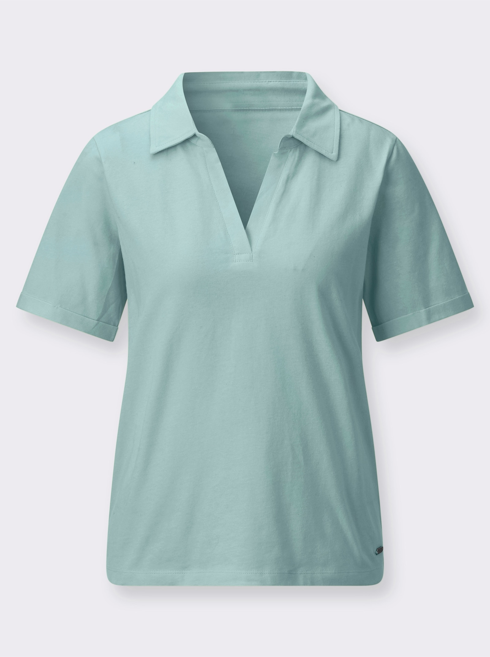 Kurzarmshirt mit Polokragen - kalkmint