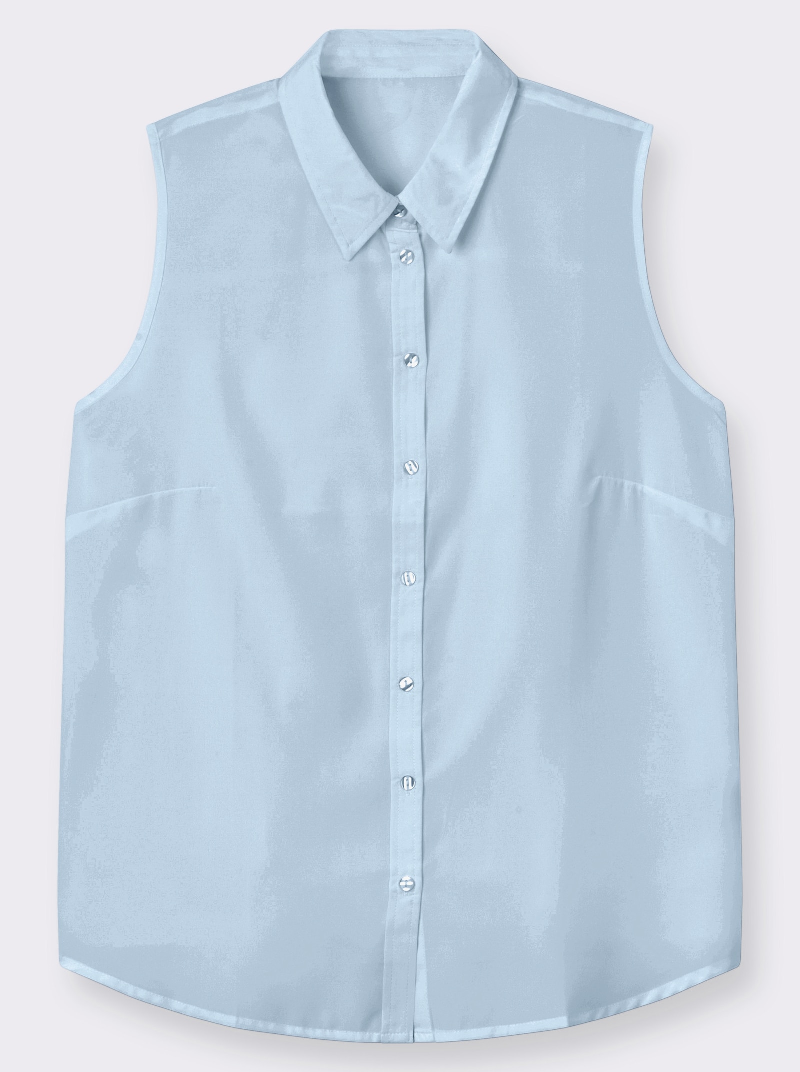 Ärmellose Bluse mit Hemdkragen - hellblau