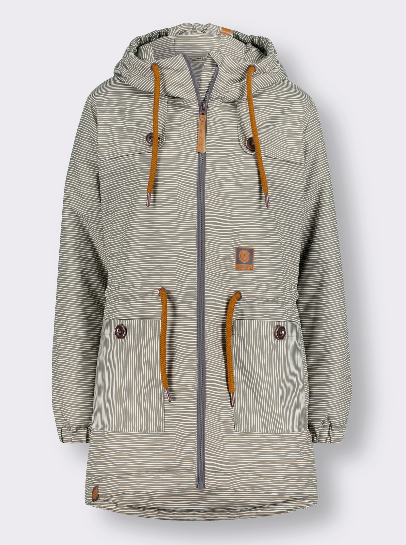 Jacke wind- und wasserabweisend - khaki-weiß-geringelt