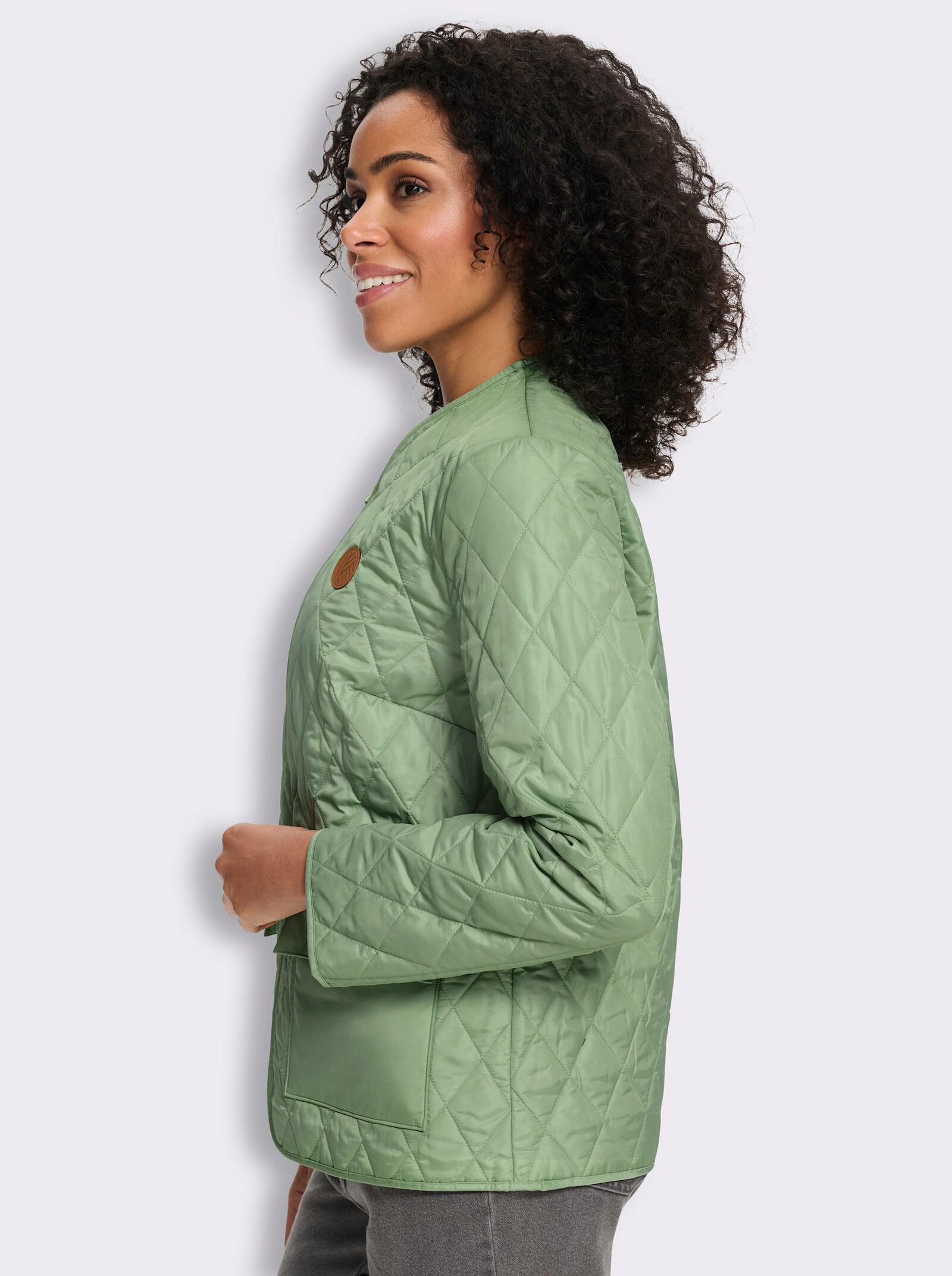 Steppjacke mit V-Ausschnitt - eucalyptus