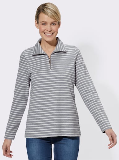 Langarmshirt - grau-gestreift