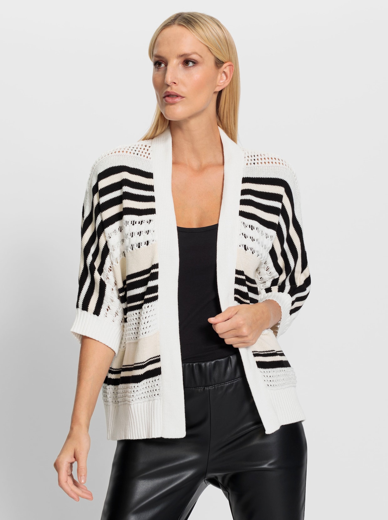 heine Cardigan - ecru-schwarz-gemustert