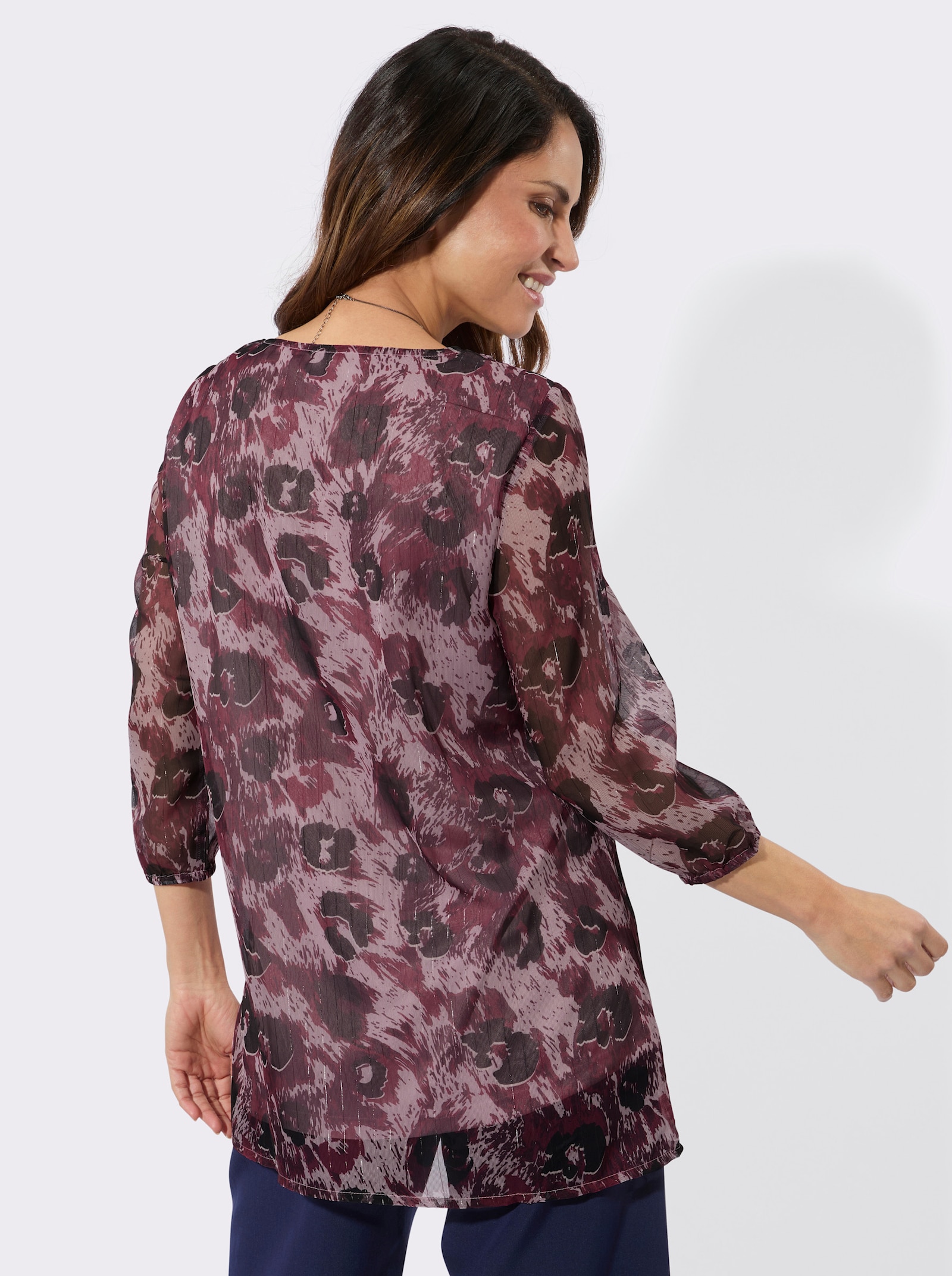 Tunika im Animal-Dessin - bordeaux-mauve-bedruckt