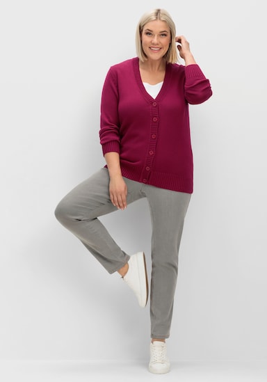 Strickjacke mit farblich abgestimmten Knöpfen - fuchsia