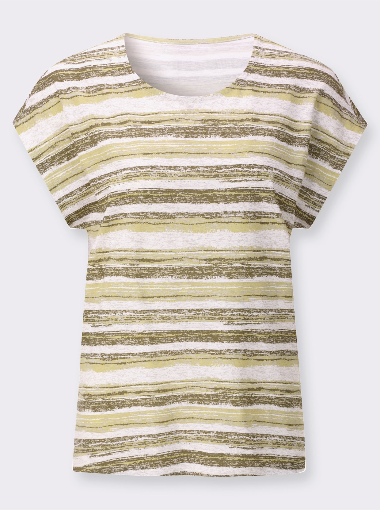 Print-Shirt - ecru-lindgrün-bedruckt
