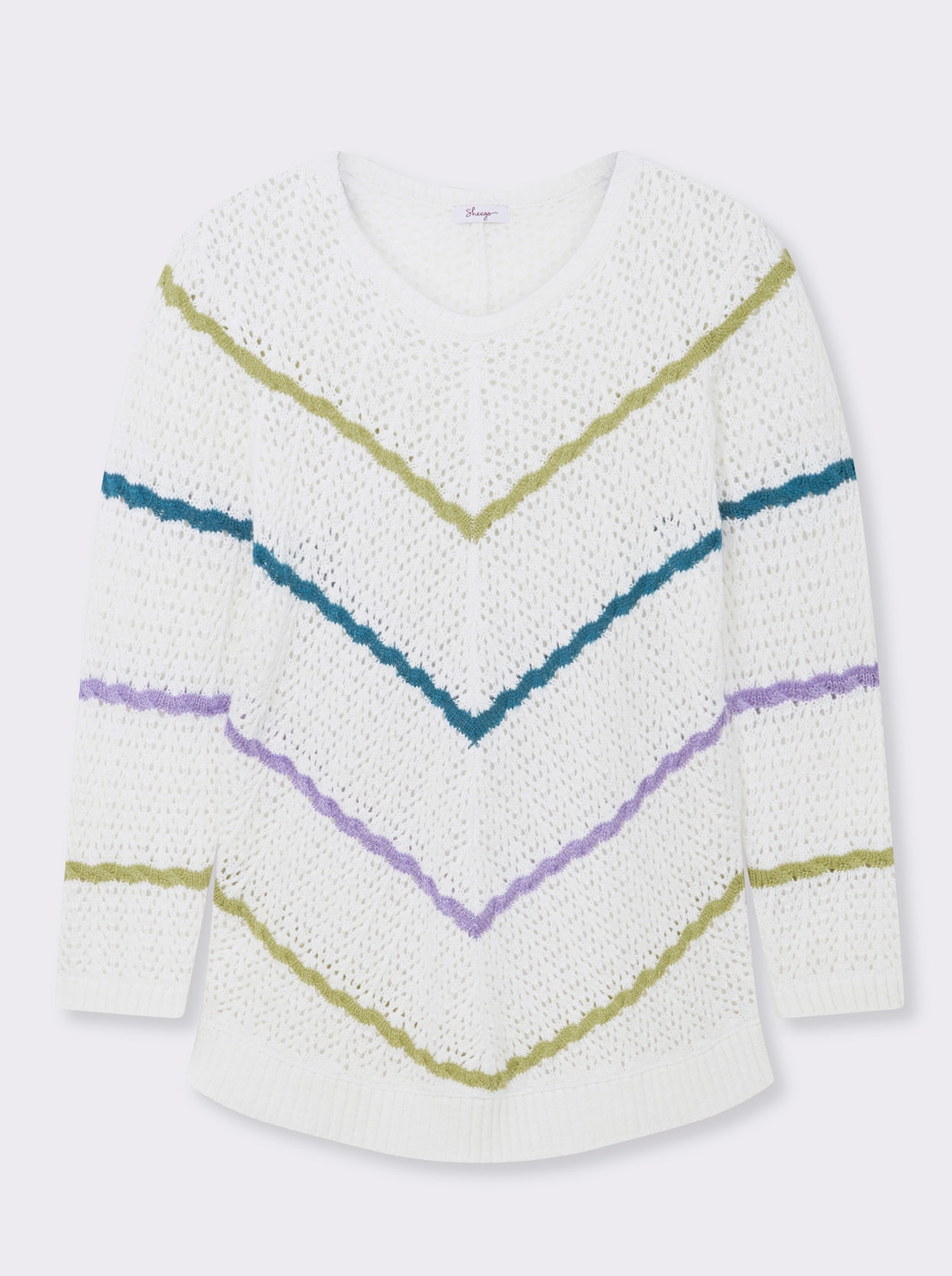 sheego Ajourpullover - ecru-gemustert