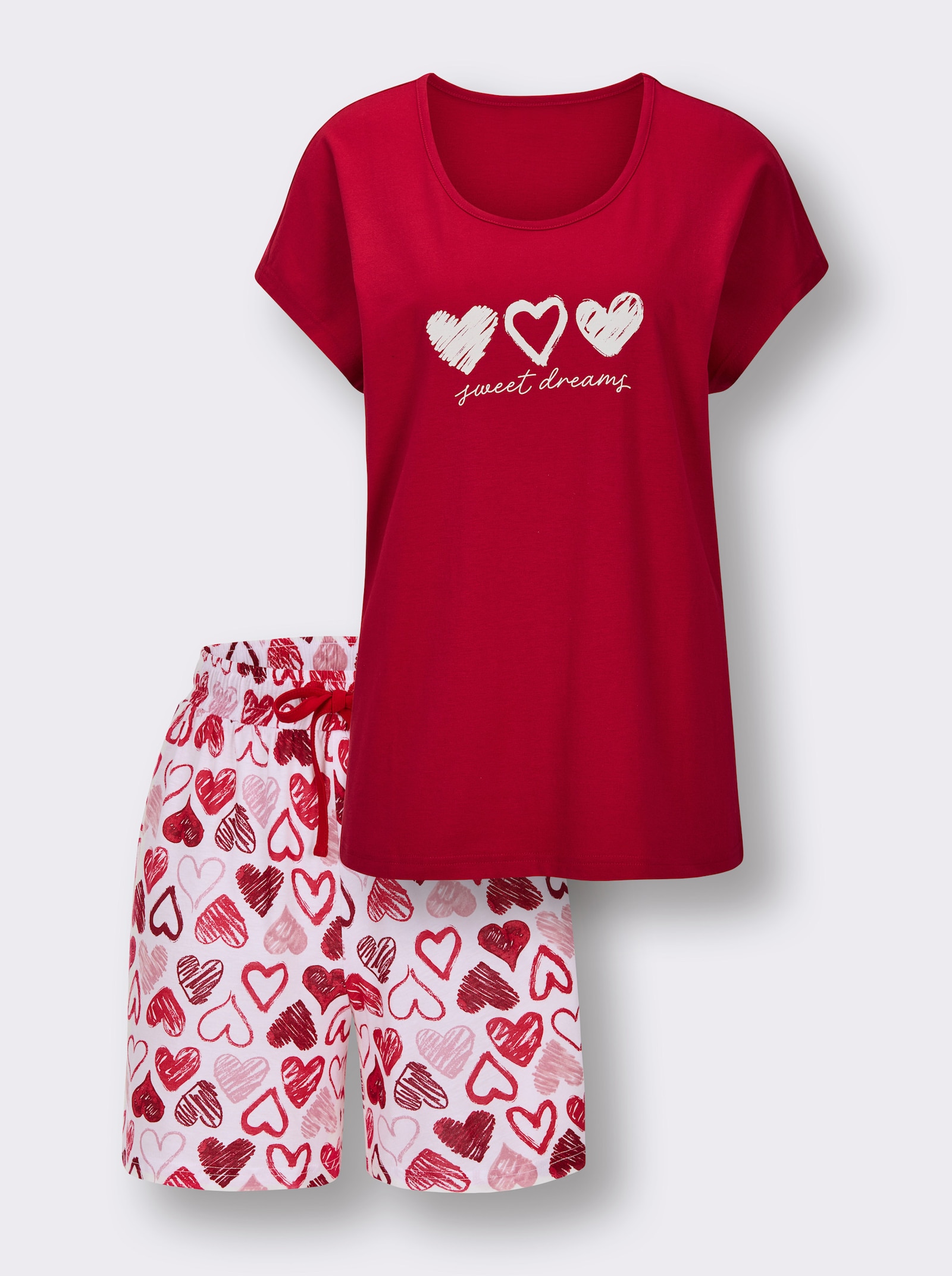 wäschepur Pyjama court - rouge-blanc imprimé