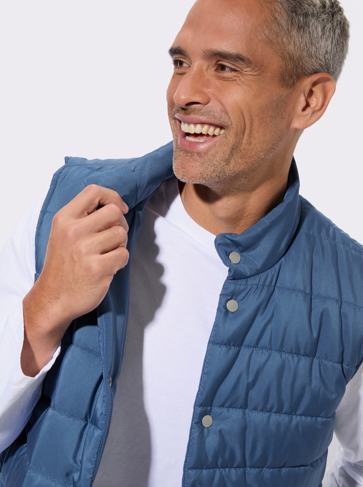 Steppweste mit Stehkragen - jeansblau