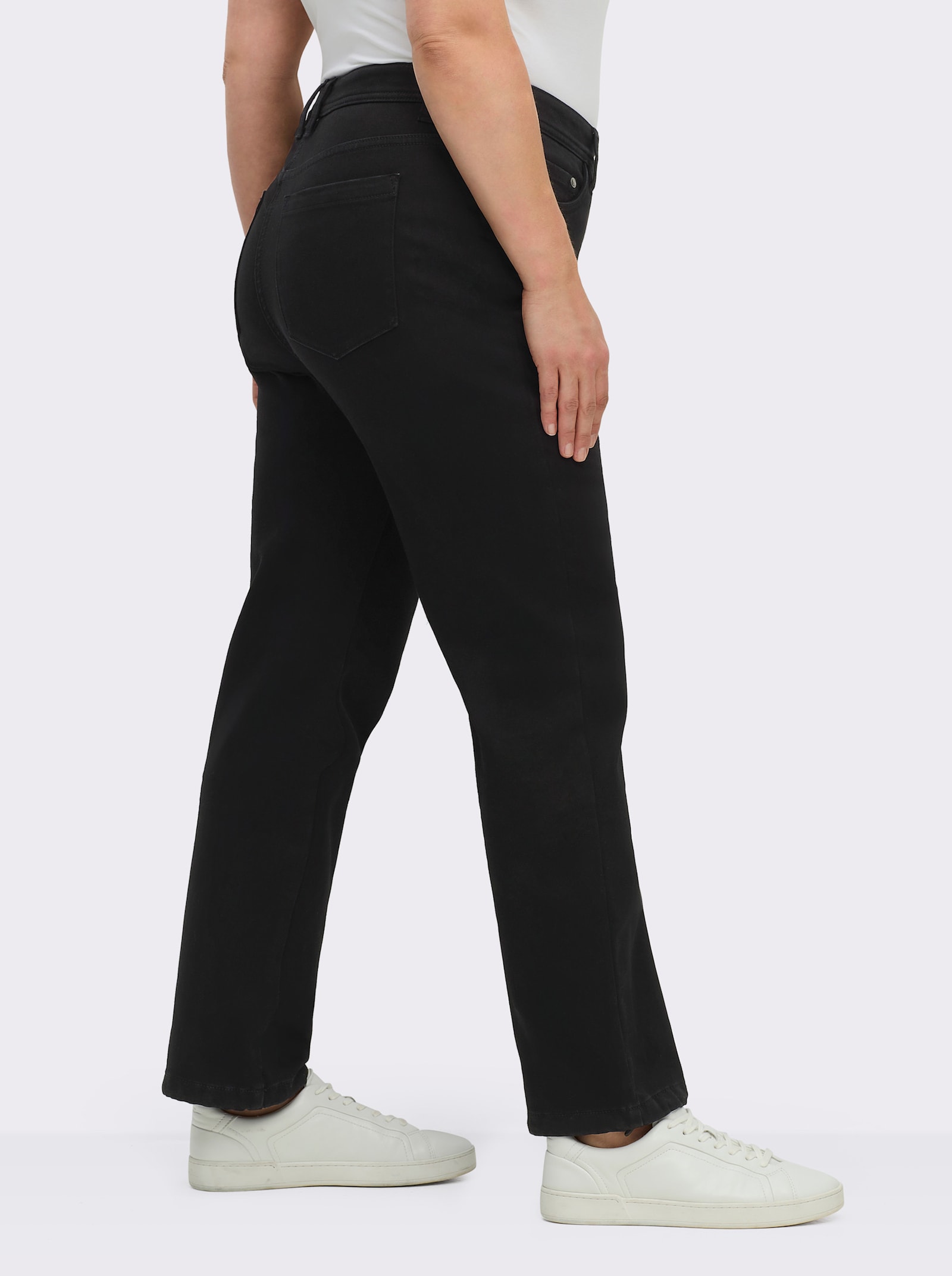 sheego Thermojeans met wijdteregeling op band en zoom - zwart