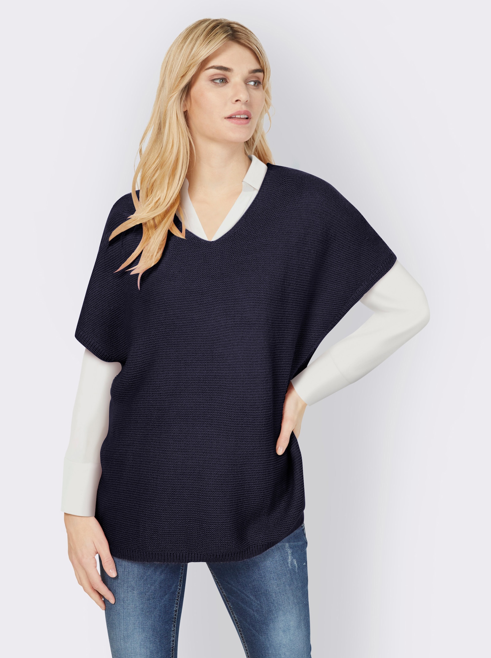 heine Longpullunder im Linksstrick - marine