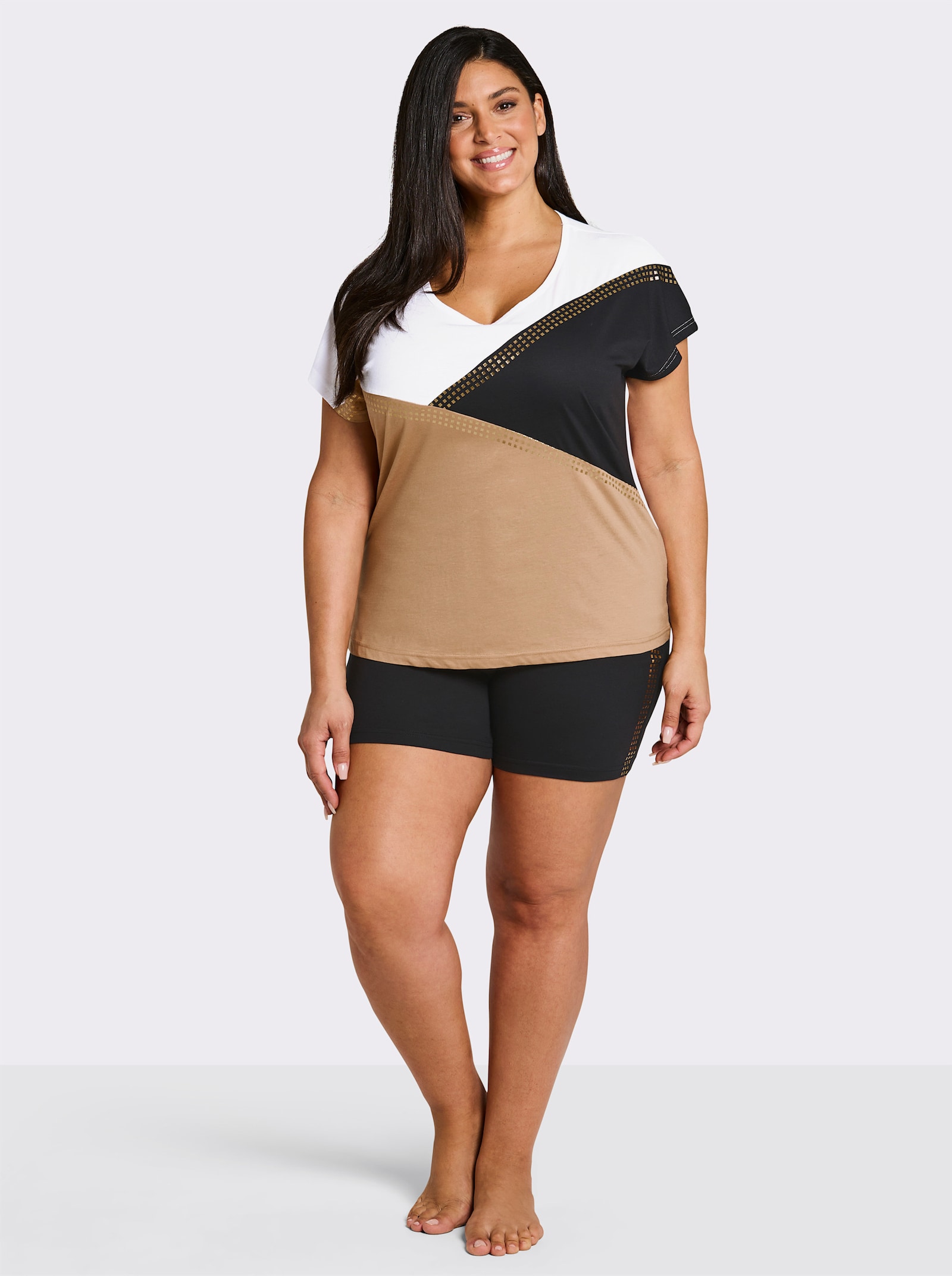 wäschepur Shortys mit Grafik-Muster - camel-schwarz + ecru-camel