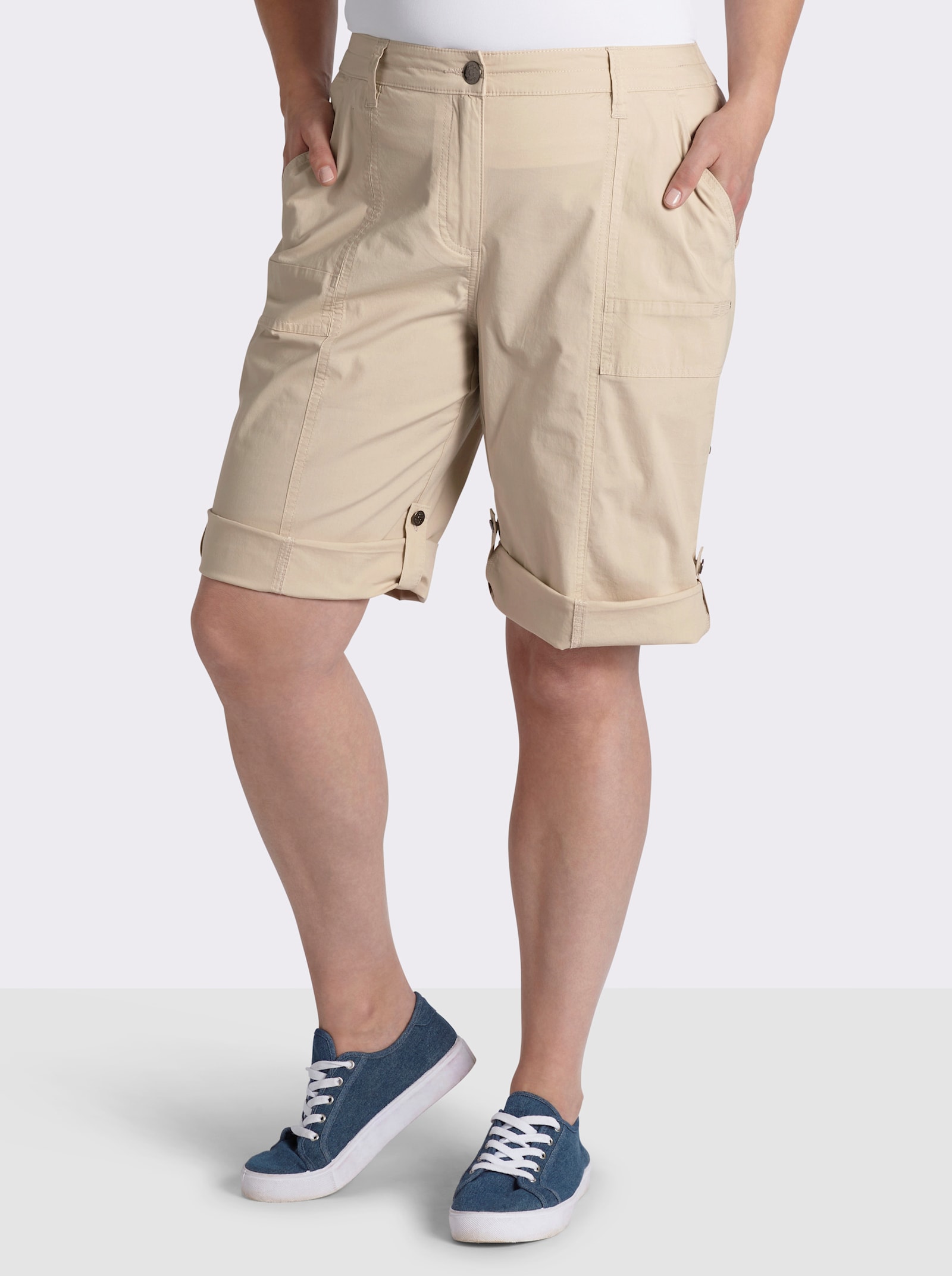 sheego Bermudas mit Krempelfunktion - sand