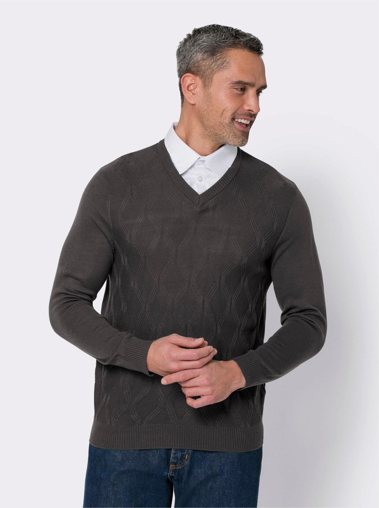 Pullover 2 in 1 - anthrazit-meliert