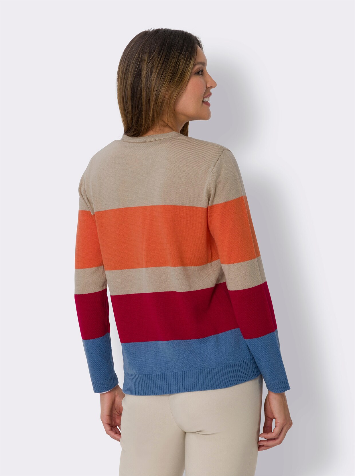 Cardigan - beige-orange-gestreift