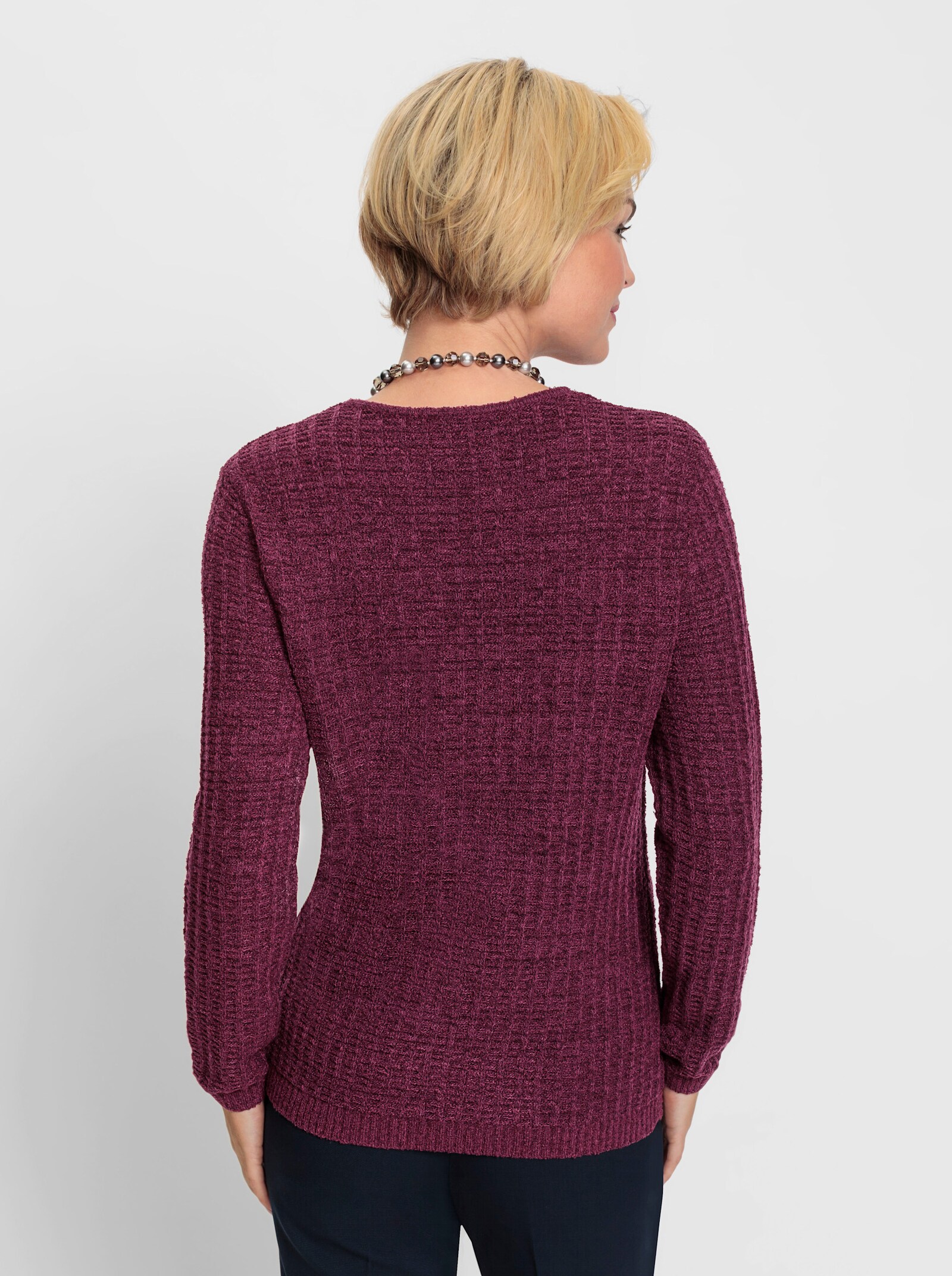Bouclé-Pullover in 2-in-1-Optik - malve-meliert