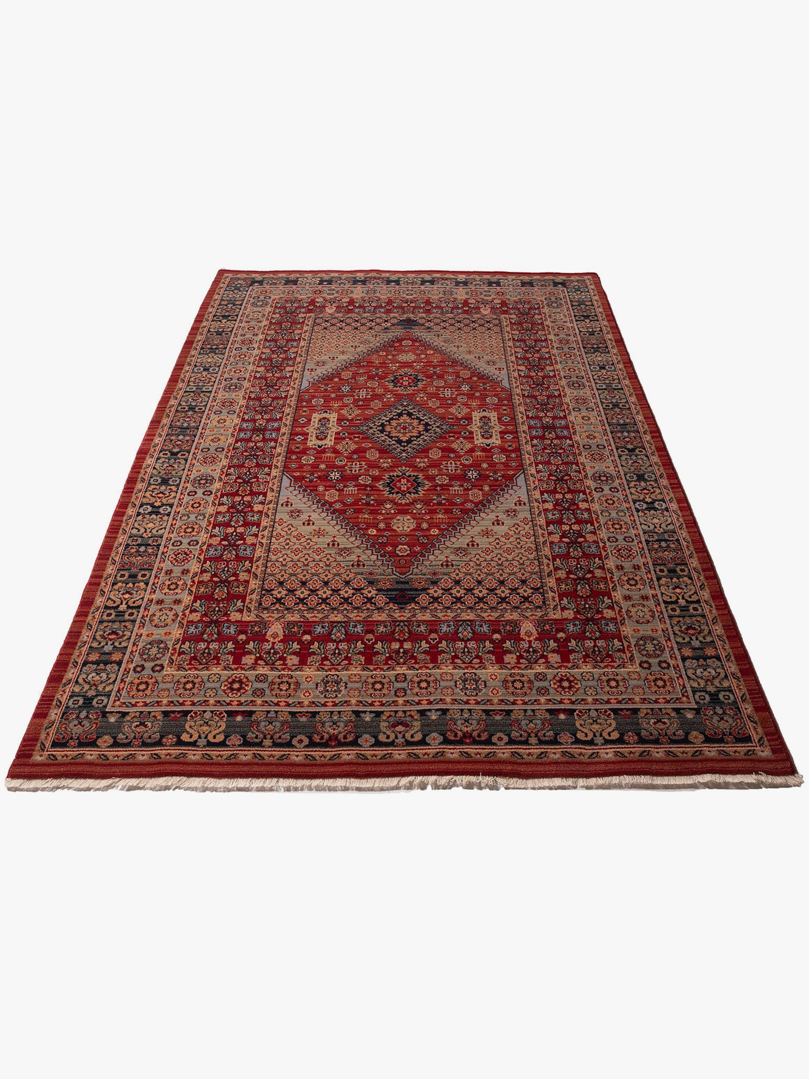 Theko Teppich - rot-gemustert