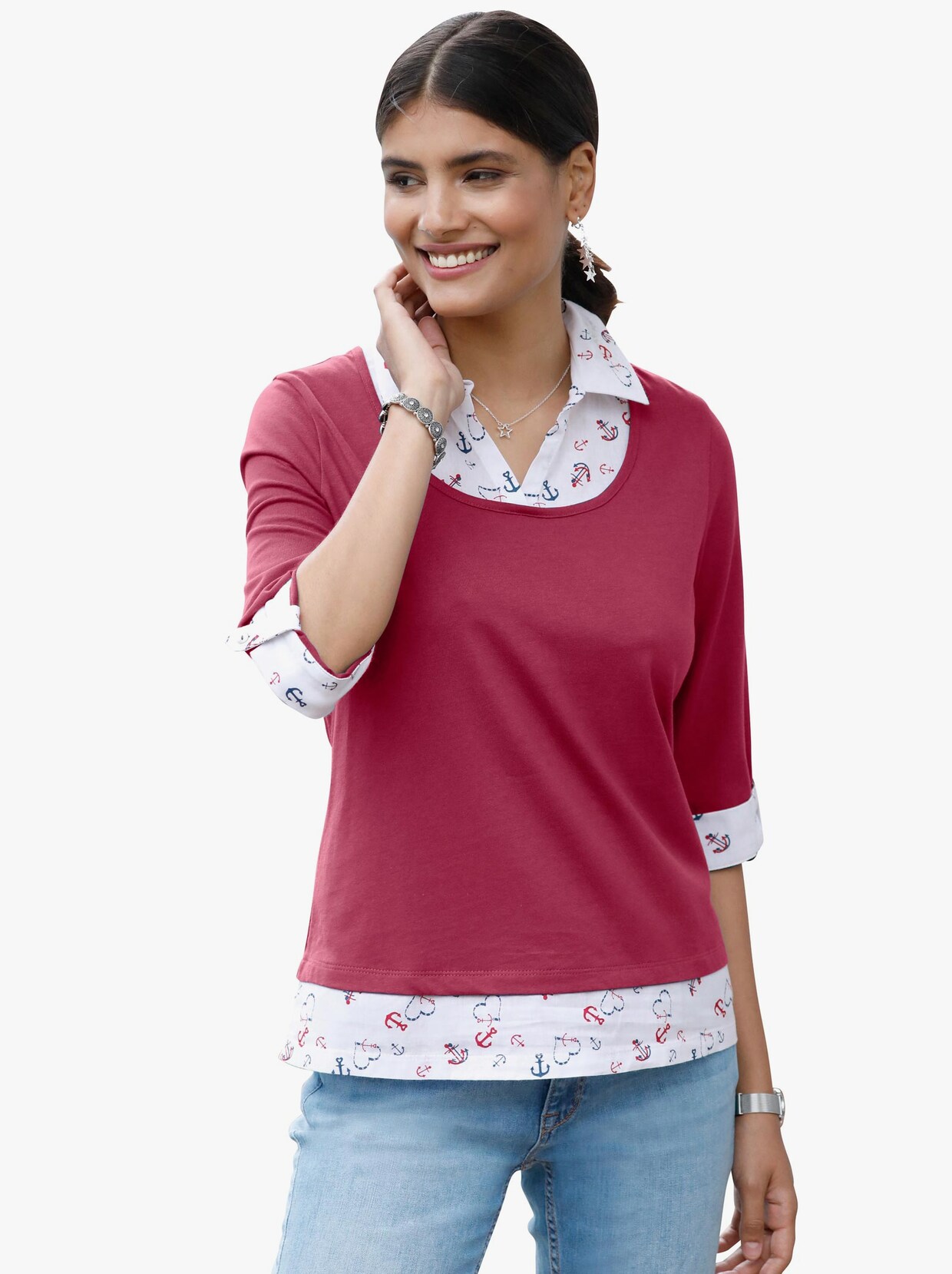 2-in-1-shirt - framboos