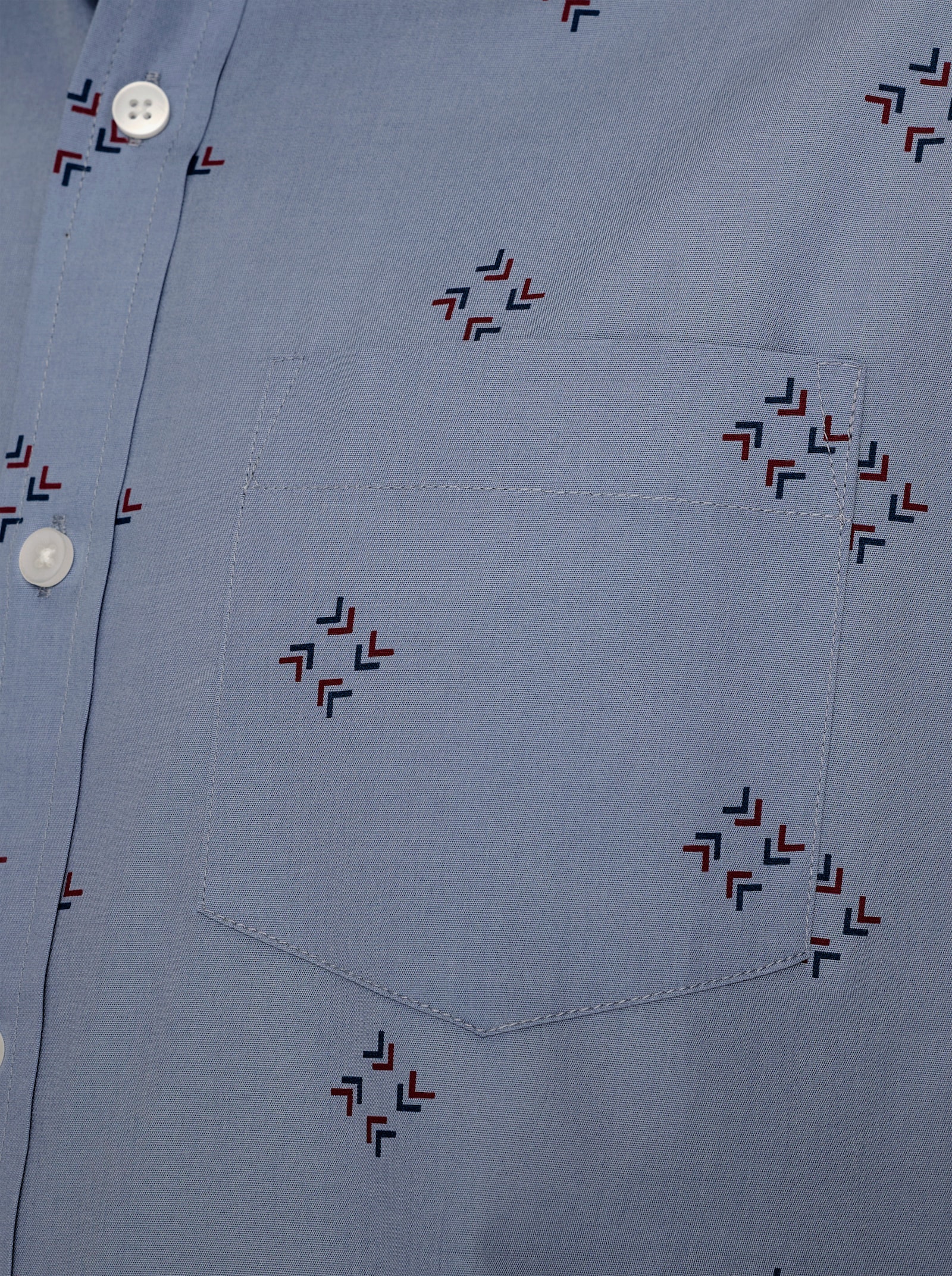 Kurzarmhemd mit Allover-Print - taubenblau