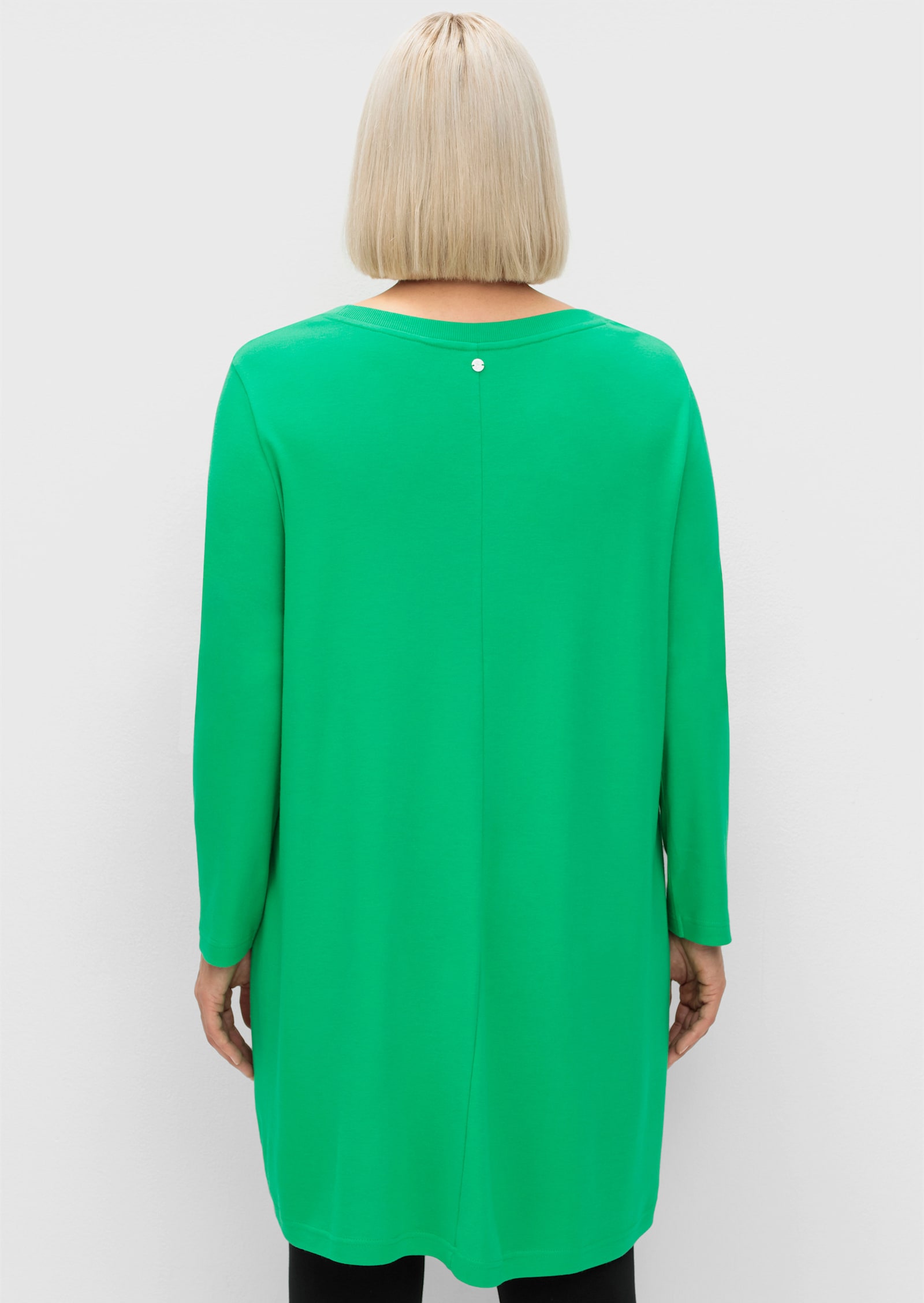 sheego Shirt met lange mouwen in wikkellook - grasgroen