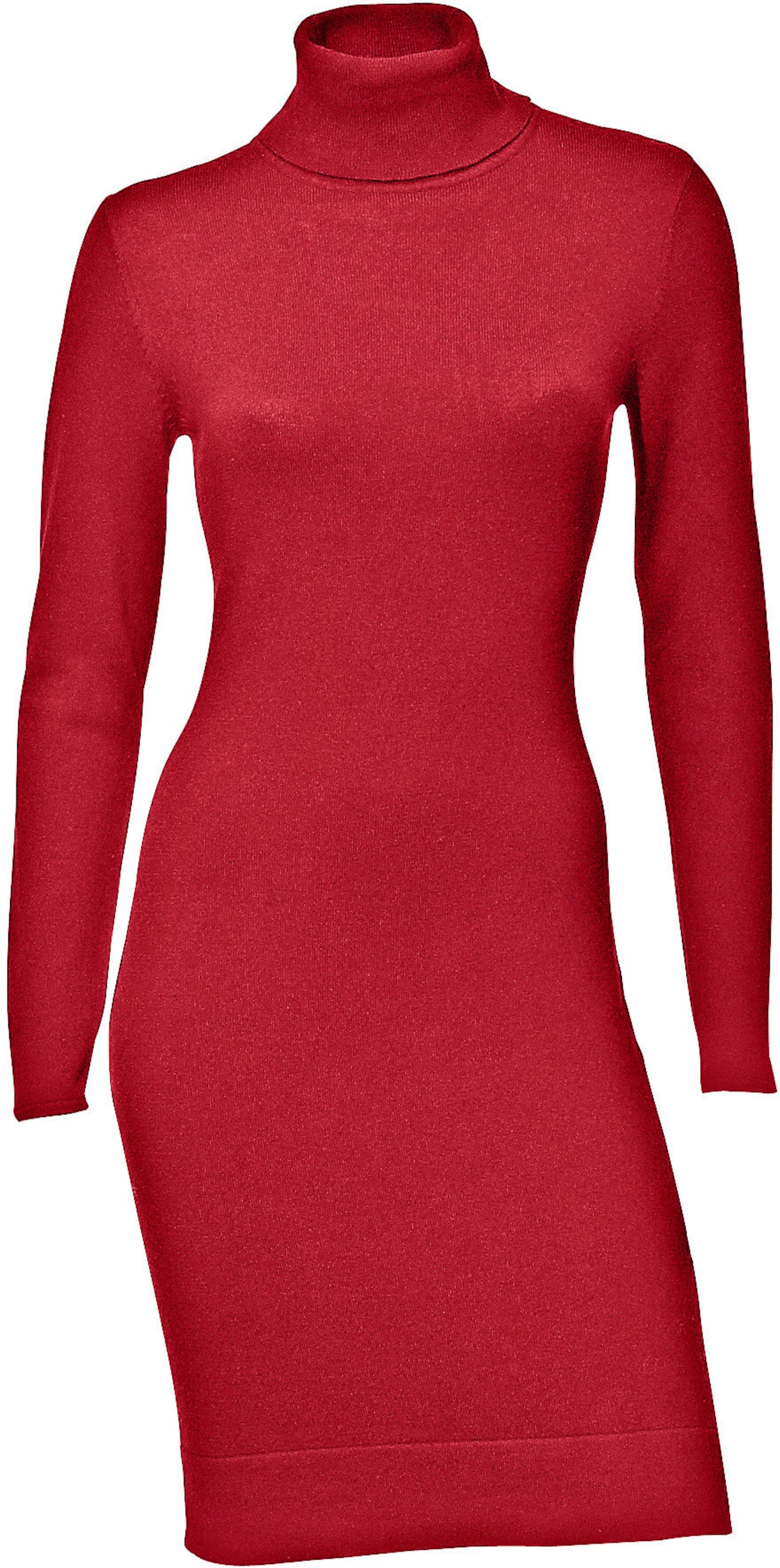 ein Kleid günstig Kaufen-Rollkragen-Kleid in rot von heine. Rollkragen-Kleid in rot von heine <![CDATA[Rollkragen-Kleid Feminines Rollistrickkleid mit Langarm. Trageangenehme Strickqualität. Knieumspielendes Kleid mit Rippenstrickabschlüssen. Perfekt für schöne Herbsttage.]]>