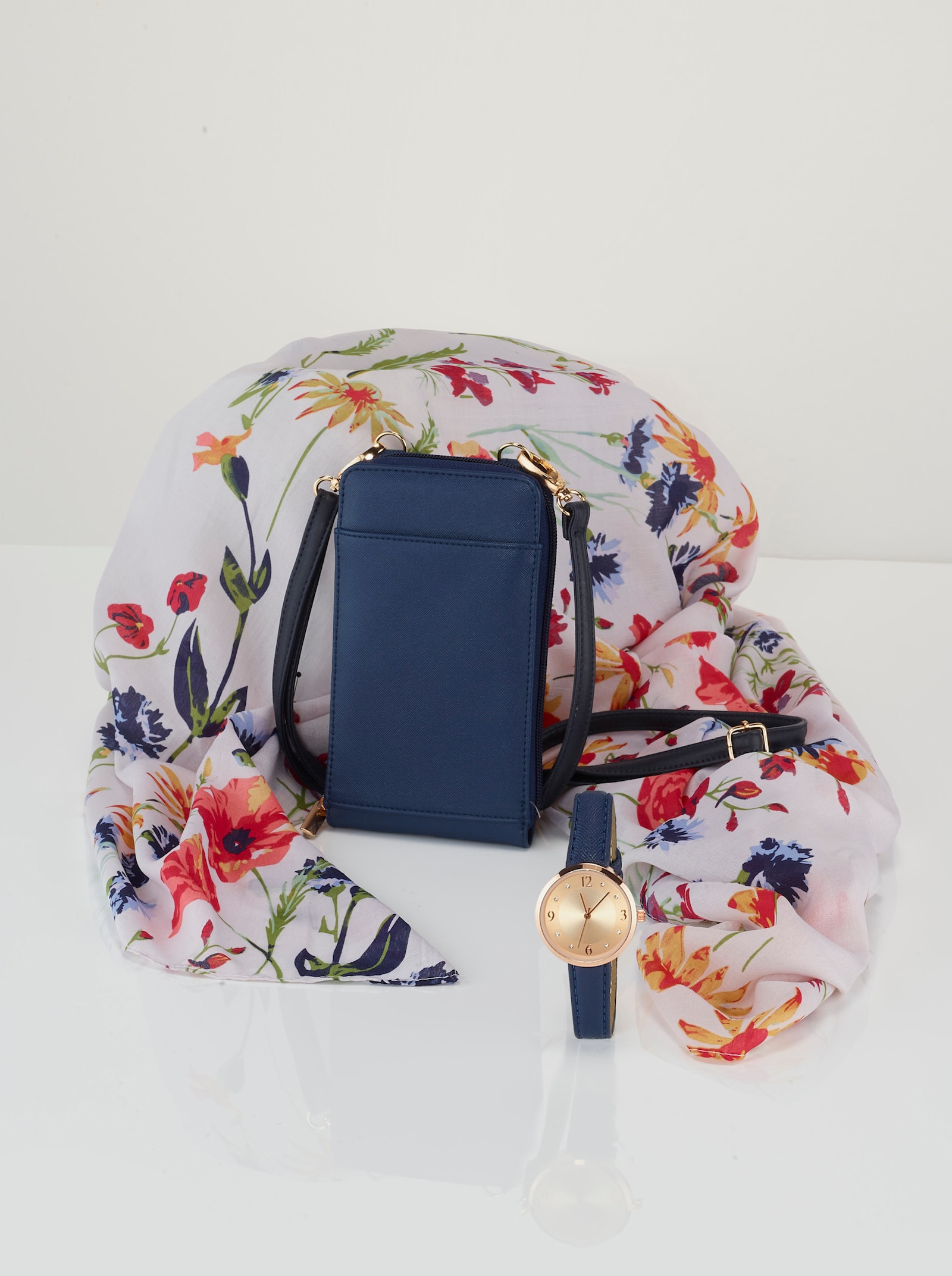Handytasche + Schal + Armbanduhr - marine