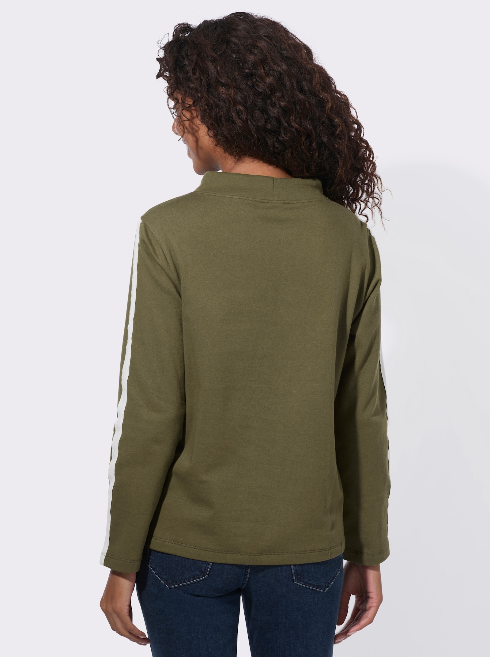  Sweatshirt mit Stehkragen - oliv