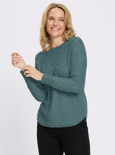 Rundhalspullover mit Effektgarn - jade