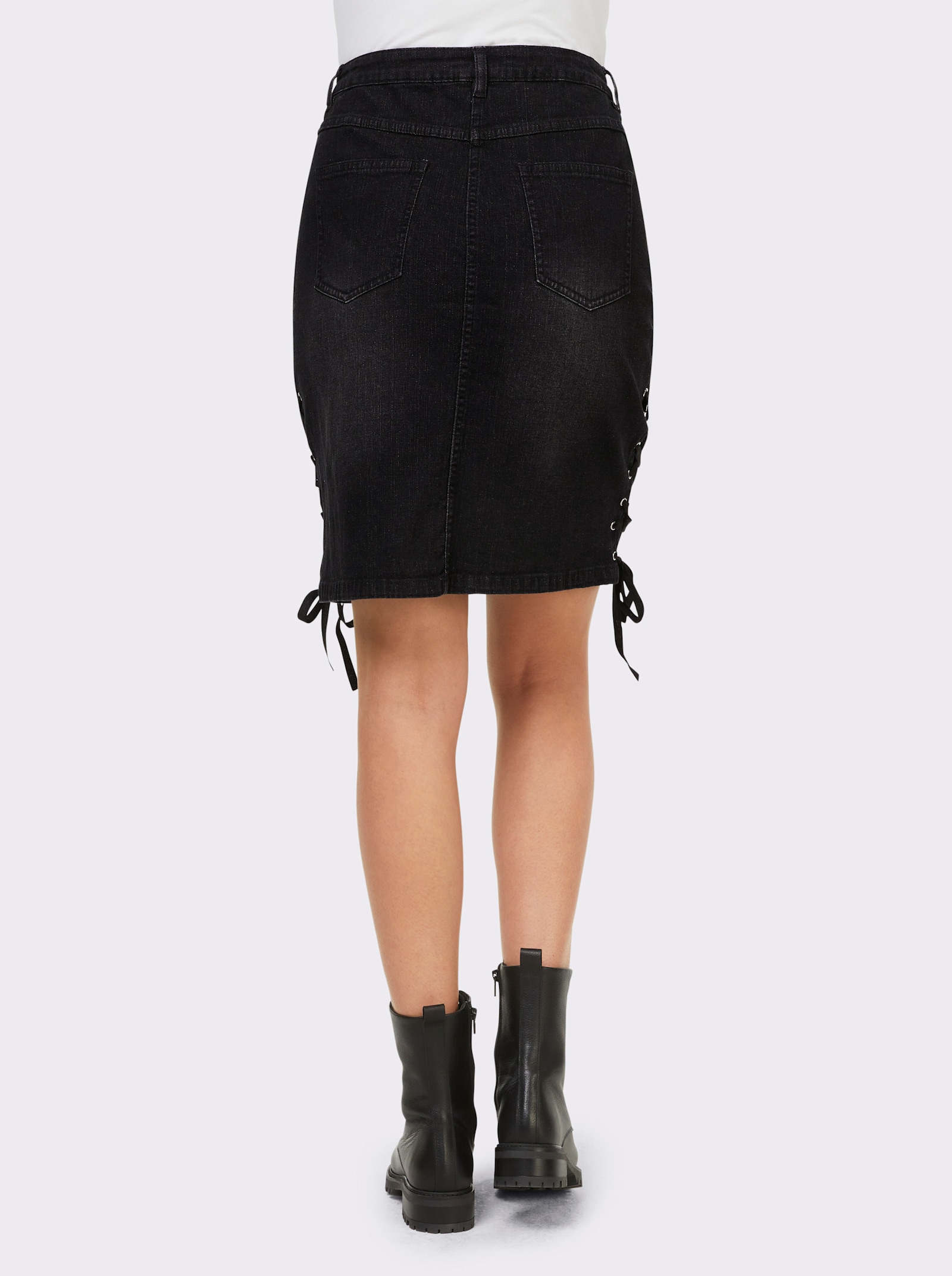 heine Jeansrock in Used-Waschung - schwarz