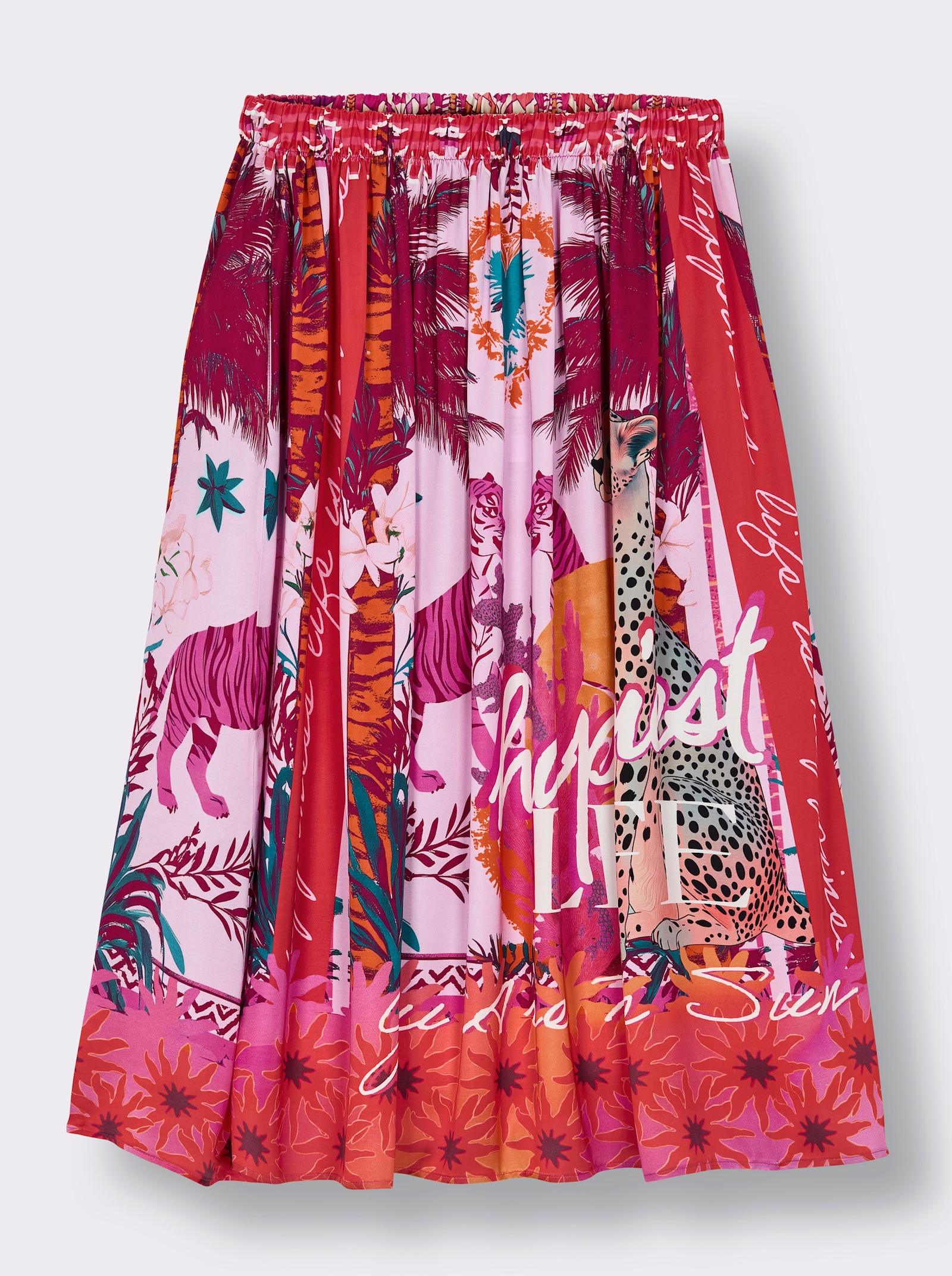 sheego loves miss goodlife Comfortrok met meerkleurige print - roze/oranje bedrukt