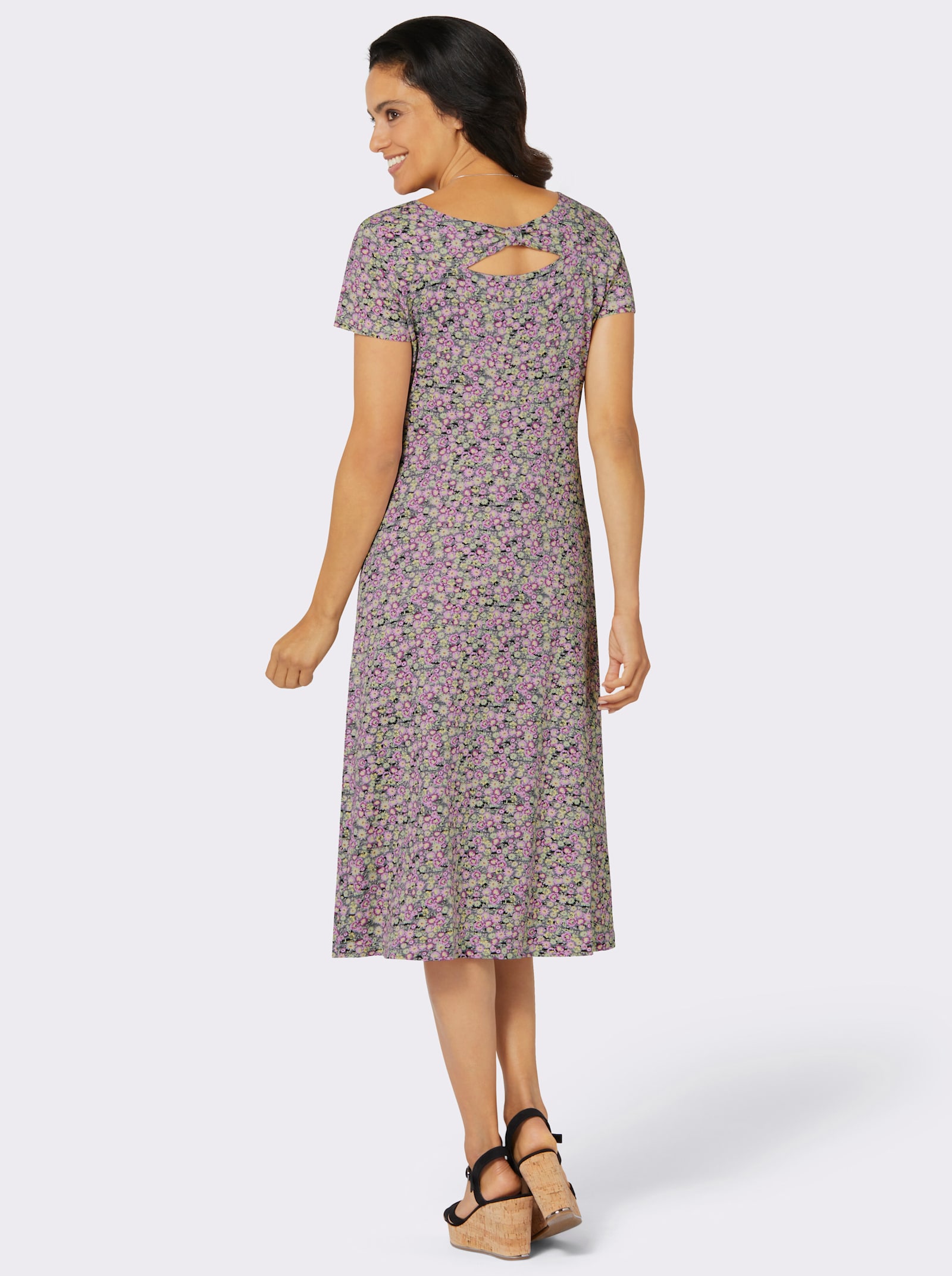 Jerseykleid mit Rücken-Ausschnitt - anthrazit-bedruckt