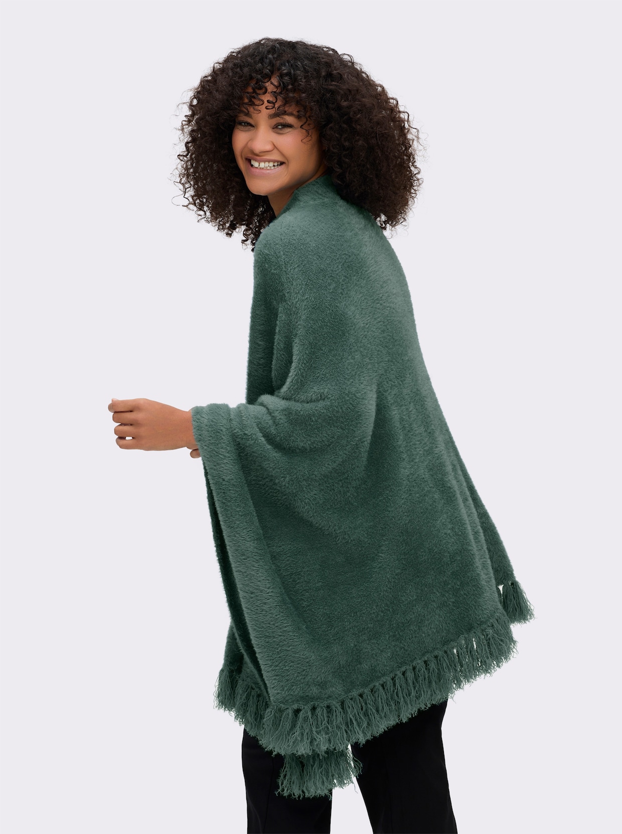 sheego Strickponcho - moos