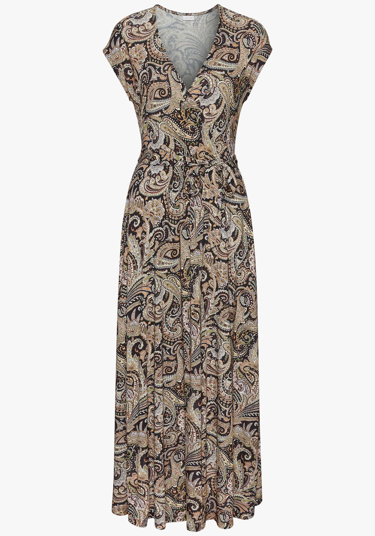 LASCANA Maxikleid - schwarz-orange bedruckt