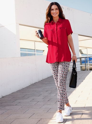 Longbluse mit langen Seitenschlitzen - rot