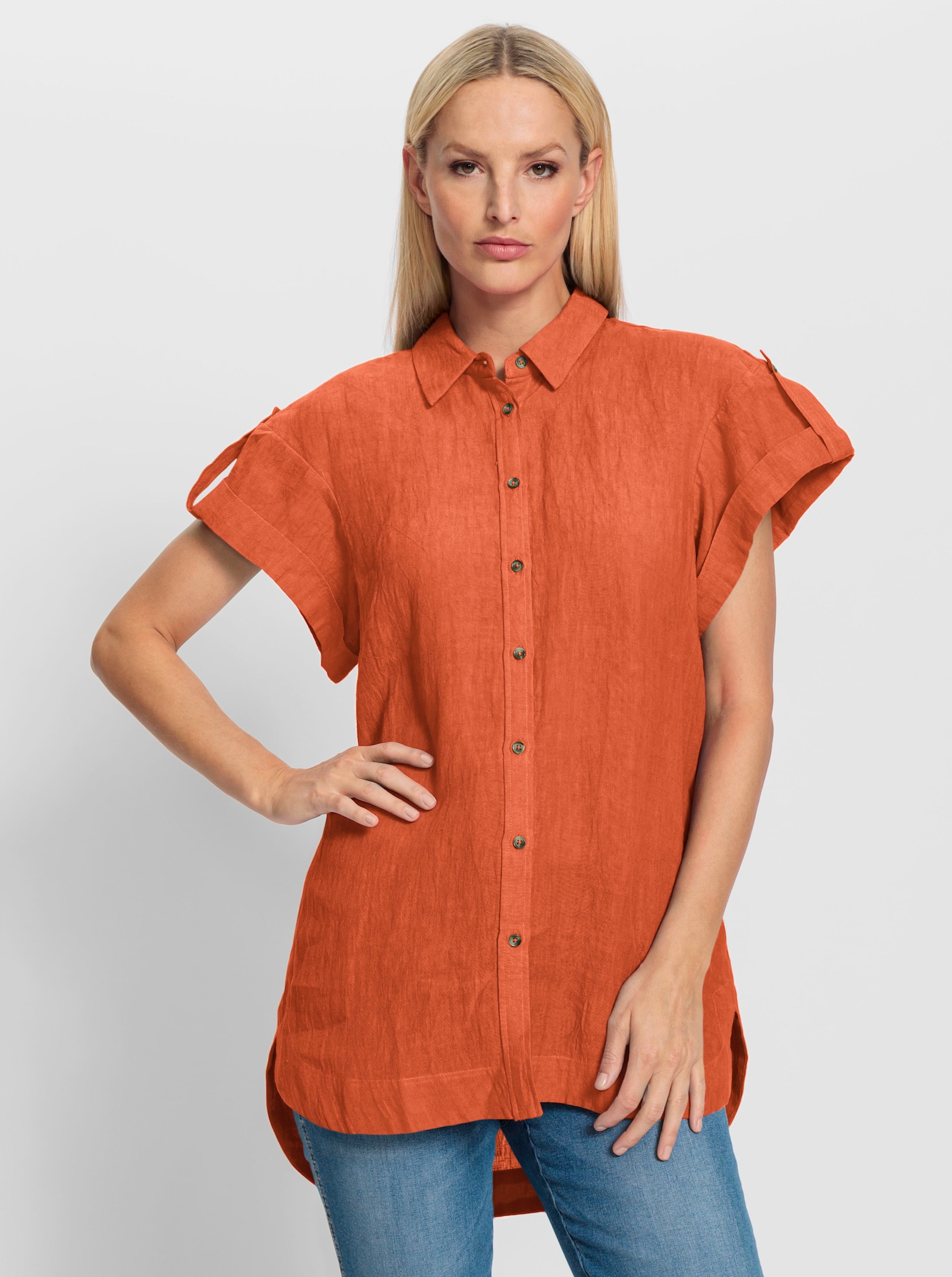 heine Leinenbluse mit Seitenschlitzen - orange
