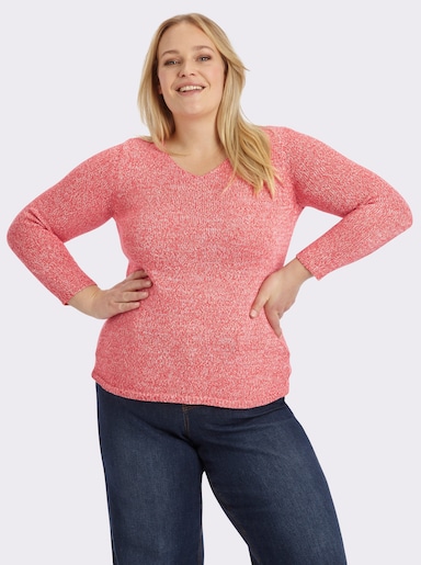 Strickpullover aus Melangegarn - koralle-meliert