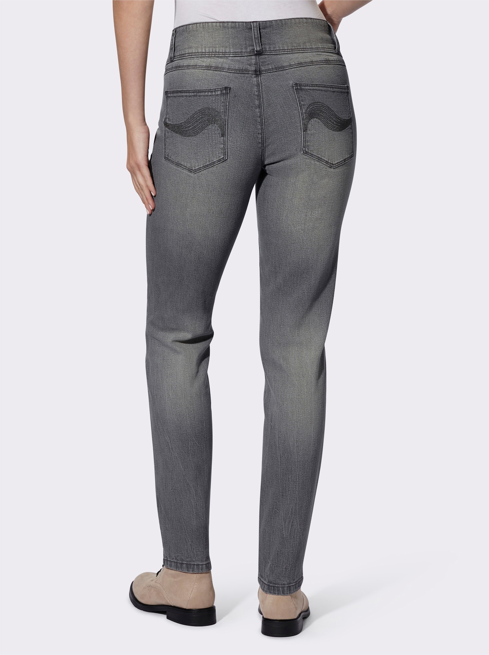 5-pocketjeans met hoge band - stone-grey-denim