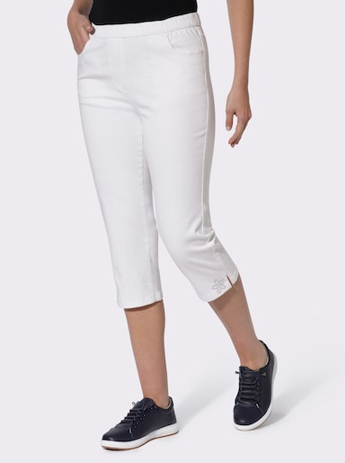 Capri-jeans met glittersteentjes - wit