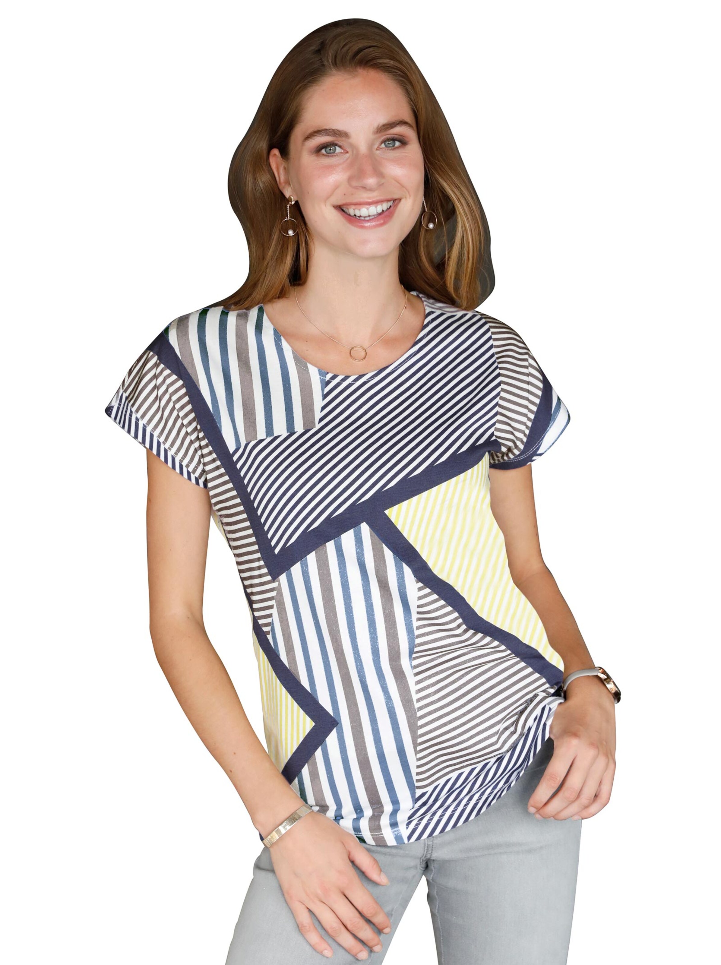 Shirt - nachtblau-zitrone-bedruckt