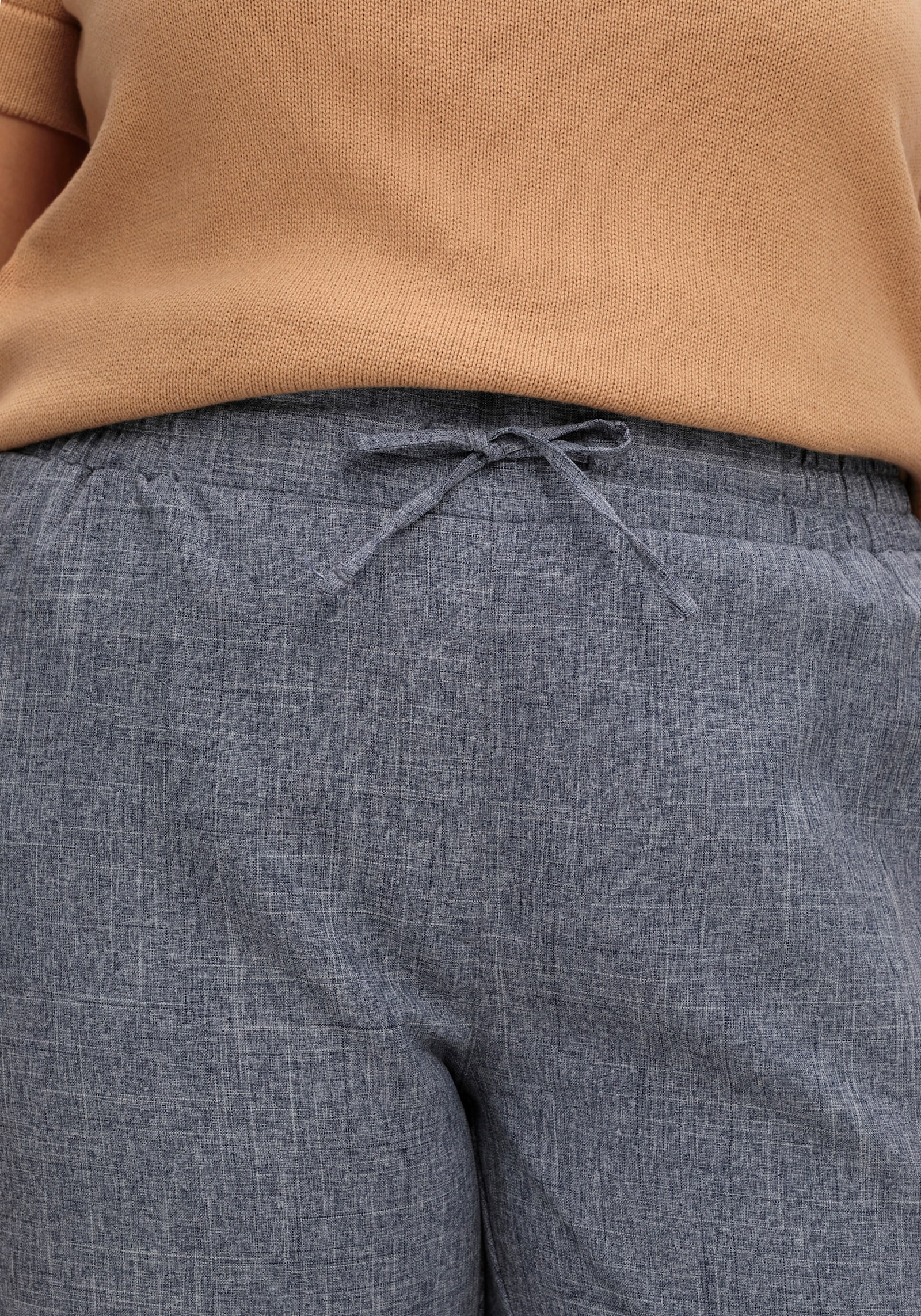 Hose in Leinen-Optik - jeansblau